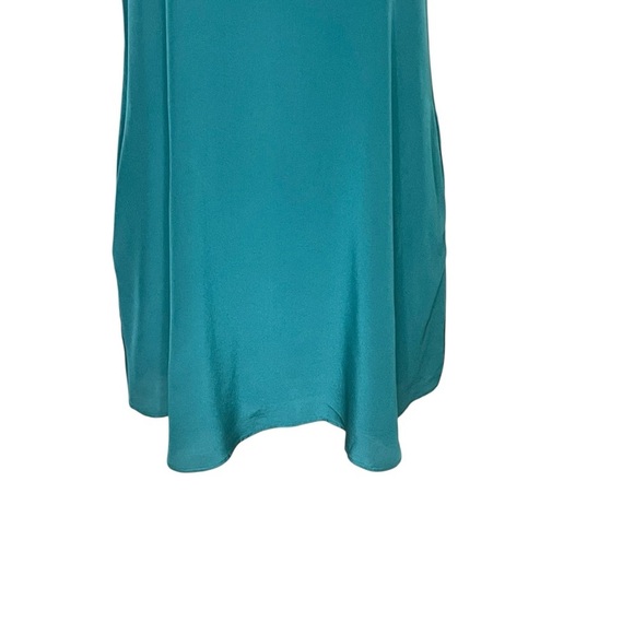 LAVENDER BROWN Solid Teal 100% Silk Zipper Print Dress size Small - Picture 5 of 13